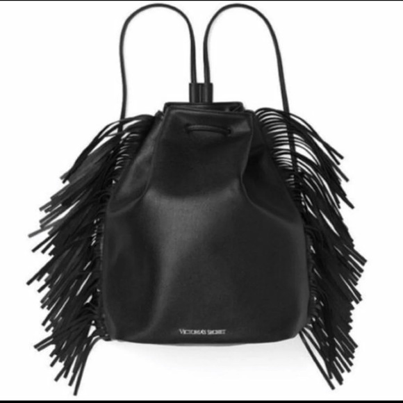 Victoria's Secret Handbags - Victoria’s Secret Black Fringe Backpack